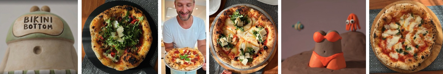 Josef bäckt Pizza für ein Team "Bikini Bottom"