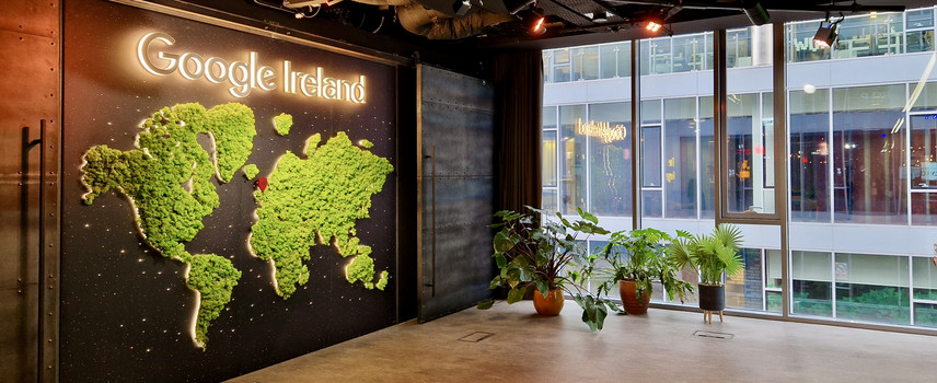 Bild aus Pflanzen, das Irland darstellt. Im Stiegenhaus bei Google in Dublin