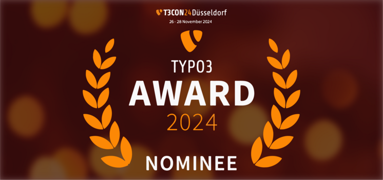 Badge zur Nominierung des TYPO3 Award 2024