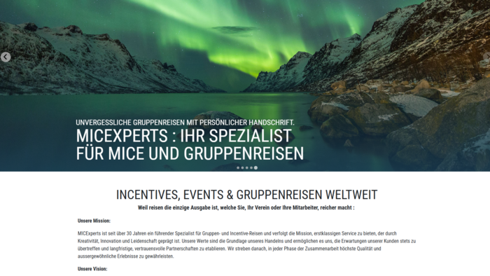 Screenshot Startsite micexperts.ch Desktop Version